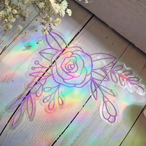 Floral Suncatcher Window Cling, Rainbow Window Prism, Window Suncatcher Decal, Rainbow Maker, Flower Suncatcher, Suncatcher Sticker