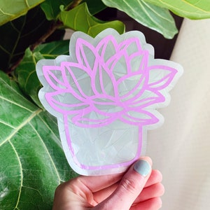 Potted Succulent Suncatcher Window Cling , Rainbow Window Prism, Window Suncatcher Decal,  Rainbow Maker