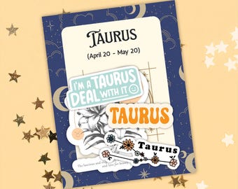 Taurus Zodiac Sticker Pack: Matte Waterproof Astrology Stickers