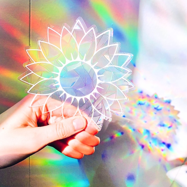 Sunflower Window Suncatcher Cling, Rainbow Prism Decal