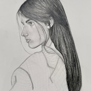 Custom graphite portrait drawing from photo, commission unique, personalized art from photo reference (one person)