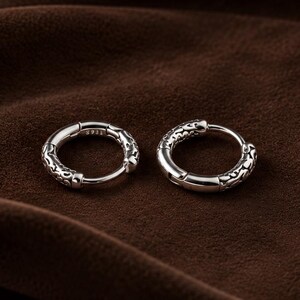 Серьги Viking Hoop, Серьги с узорчатым обручем, Серьги с кельтским узором, Винтажные мужские серьги