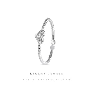 Heart shaped ring, Heart Ring, Love Heart Ring, dainty ring, Zirconia Heart Ring, Tiny silver heart ring