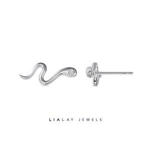 Silver Snake earrings, Snake stud earrings, Tiny snake earrings, Snake studs, Serpent earings