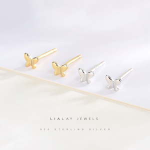 Tiny Gold and Silver Butterfly Earrings, Butterfly Stud Earrings, Small Animal Earrings, Cartilage Stud, Mini Butterfly Studs
