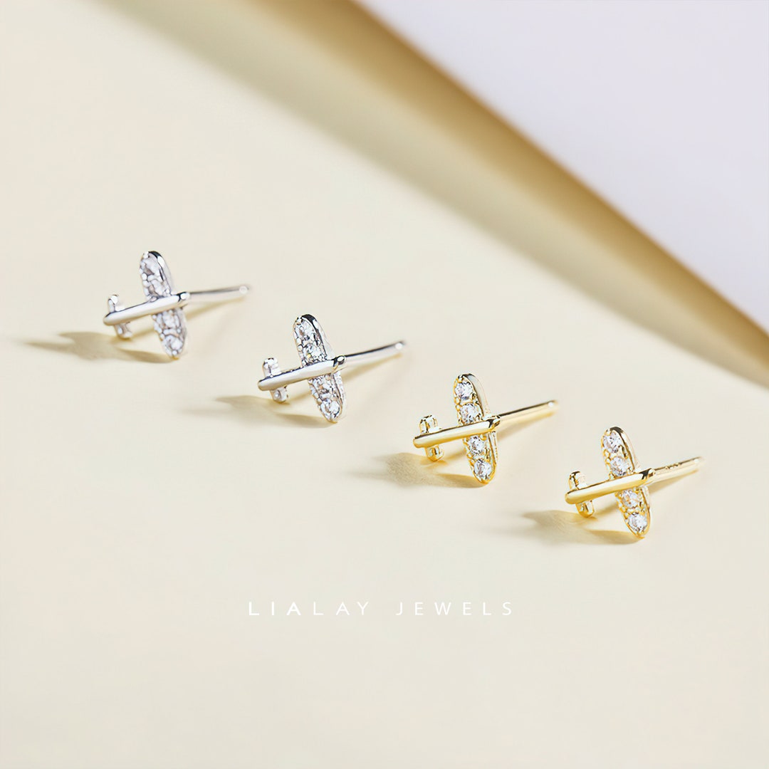 Gold Plated Sterling Silver Paper Plane Stud Earrings main image 1