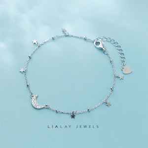 Designer bedel voor armband, Hemelse Ster en Maan Armband, Maan en Ster Charm Armband, Maan Armband, Crescent maan zon ster armband