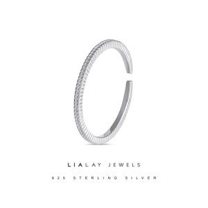 Silver Ribbed Ring, Ribbed Band, Dainty Silver Stacking Eternity Ring, Delicate Ring Eternity Band