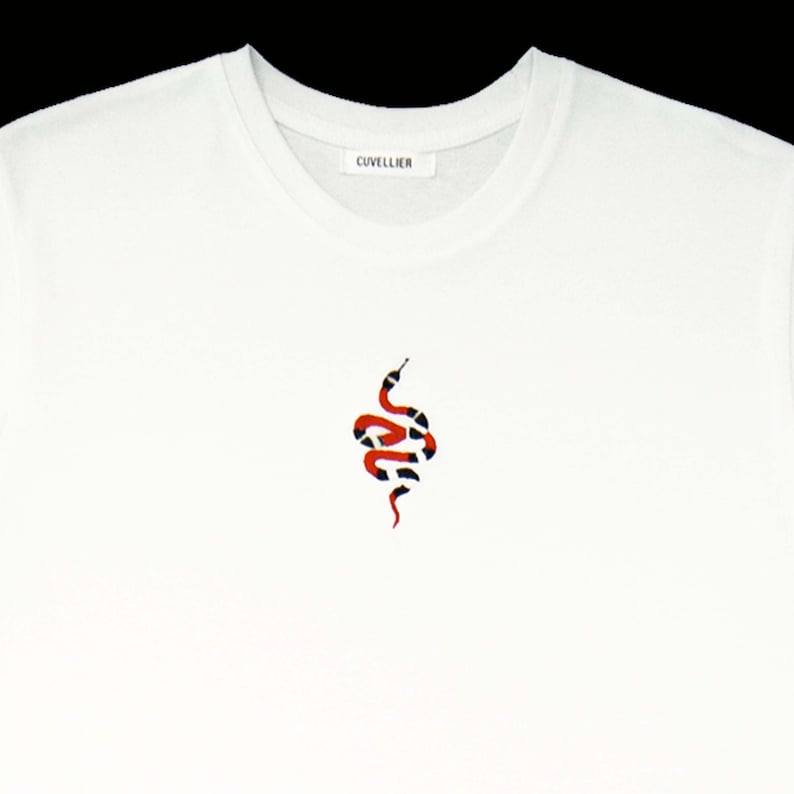 T-shirt brodé unisexe, T-shirt broderie serpent, broderies, T-shirt unisexe image 1
