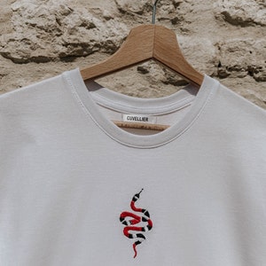 T-shirt brodé unisexe, T-shirt broderie serpent, broderies, T-shirt unisexe image 4