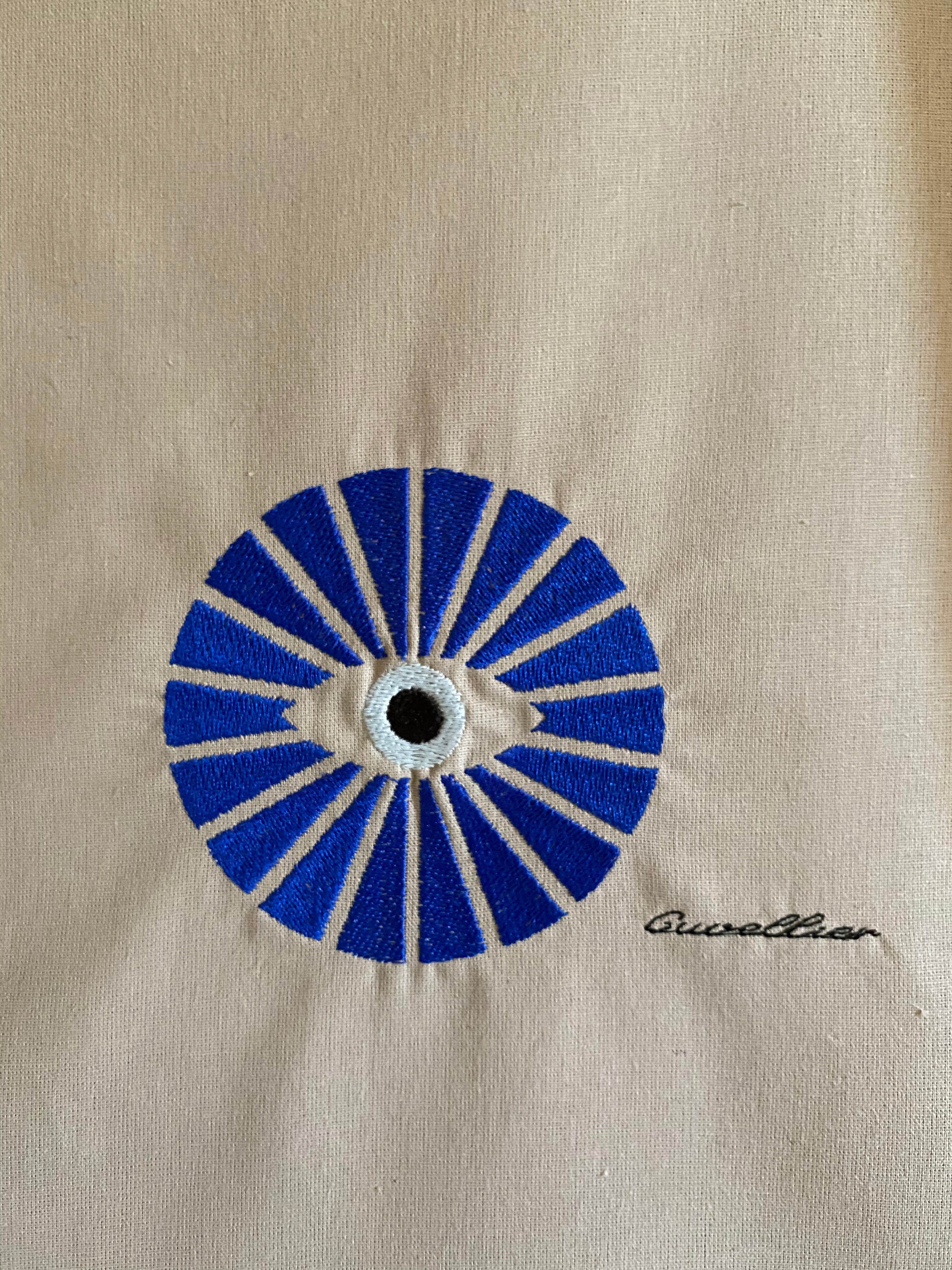 Embroidered Tote Bag Lucky Eye Embroidery Cotton Bag Etsy