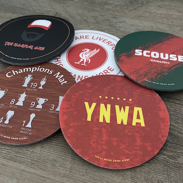 Liverpool FC Drinks/Beer Mats - Pack of 5 - Waterproof & Non slip!