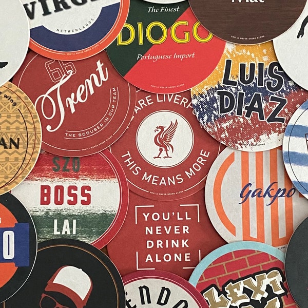 2023/24 Liverpool FC Drinks Mats / Coasters - Pack of 12 Double sided mats - Limited Edition! New Designs!