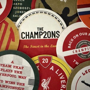 Posavasos/alfombrillas para bebidas &#39;Champions&#39; del Liverpool FC - Paquete de 10 - ¡Edición única y limitada!