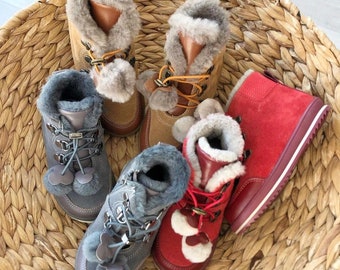 Stylish Winter Boots On Fur For Kids with Pompoms, Your Child's Winter Wardrobe with Cozy Elegance