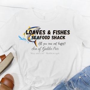 Brote und Fische Seafood Shack T-Shirt: Lustiges christliches Tee