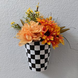 Checker Pattern Wall Planter - Metal