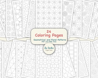 Geometric Floral Coloring Pages: 24 Printable Designs (PDF & PNG)