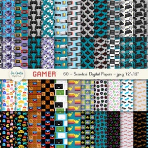 Papiers numériques transparents pour gamer. Papiers pour scrapbooking de jeux vidéo. Fichiers imprimables. Utilisation commerciale. Téléchargement instantané.