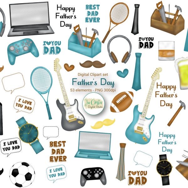 Father's day clipart. Dad clipart. Father’s day digital download. PNG elements. Personal and commercial use.