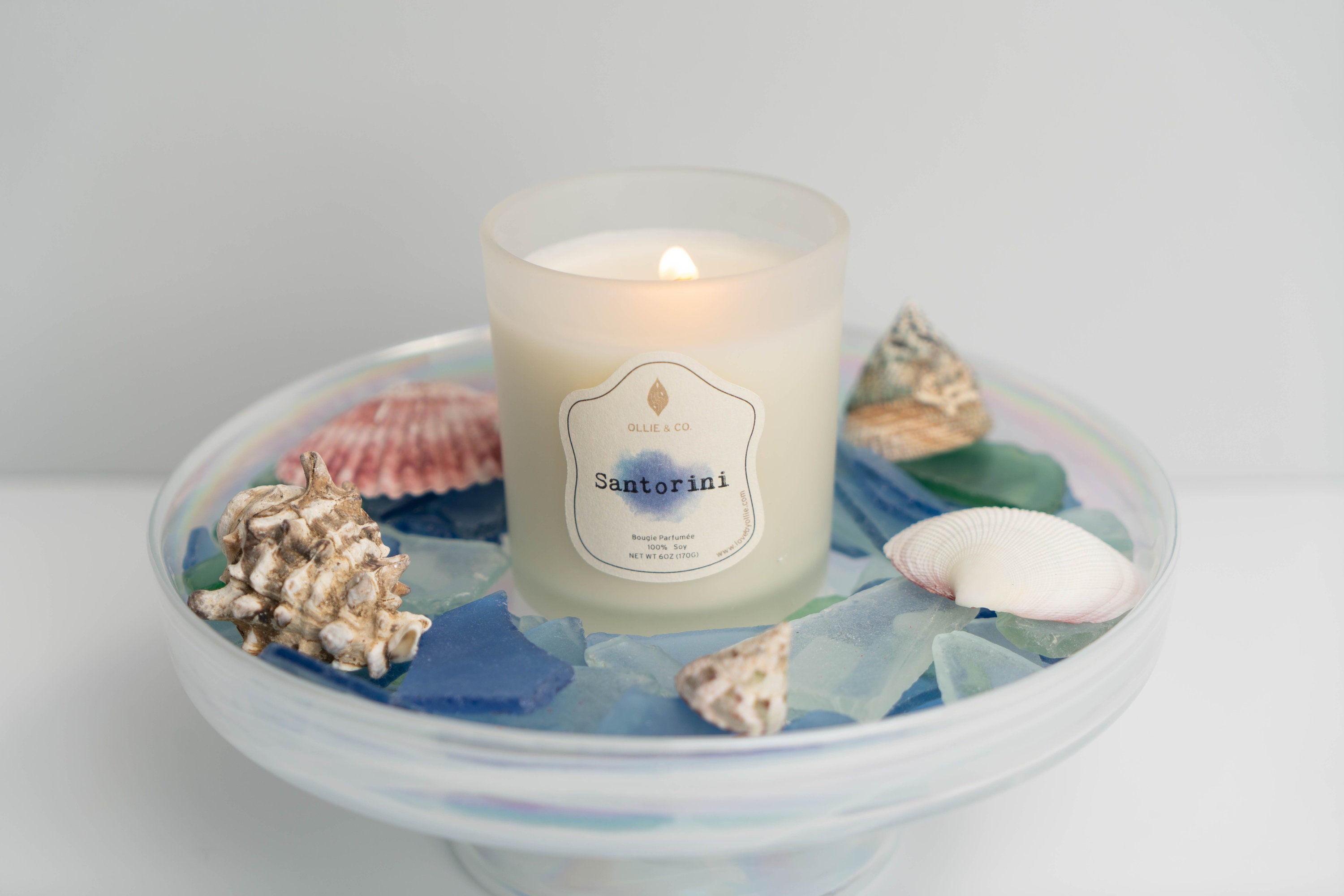 Santorini Scented Candle 6oz Soy Candle Vacation Holiday Gifts