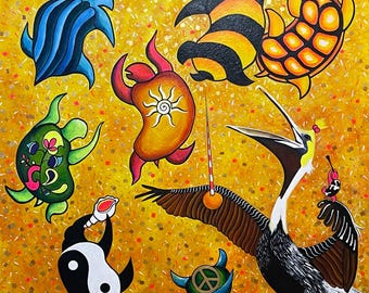 TURTLE ART! 36x36 Original Acrylic Painting by Tampa