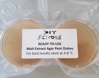 Malt Extract Agar (MEA) Petri Dishes x6 (sterile, vacuum sealed & ready to use)