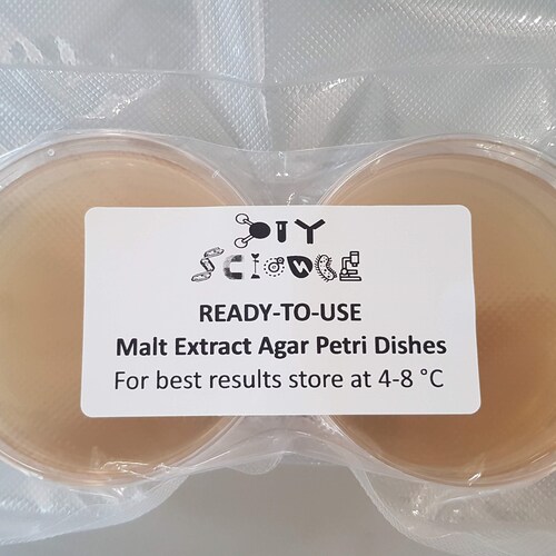 Malt Extract Agar (MEA) Petri Dishes x6 (sterile, vacuum sealed & ready to use)