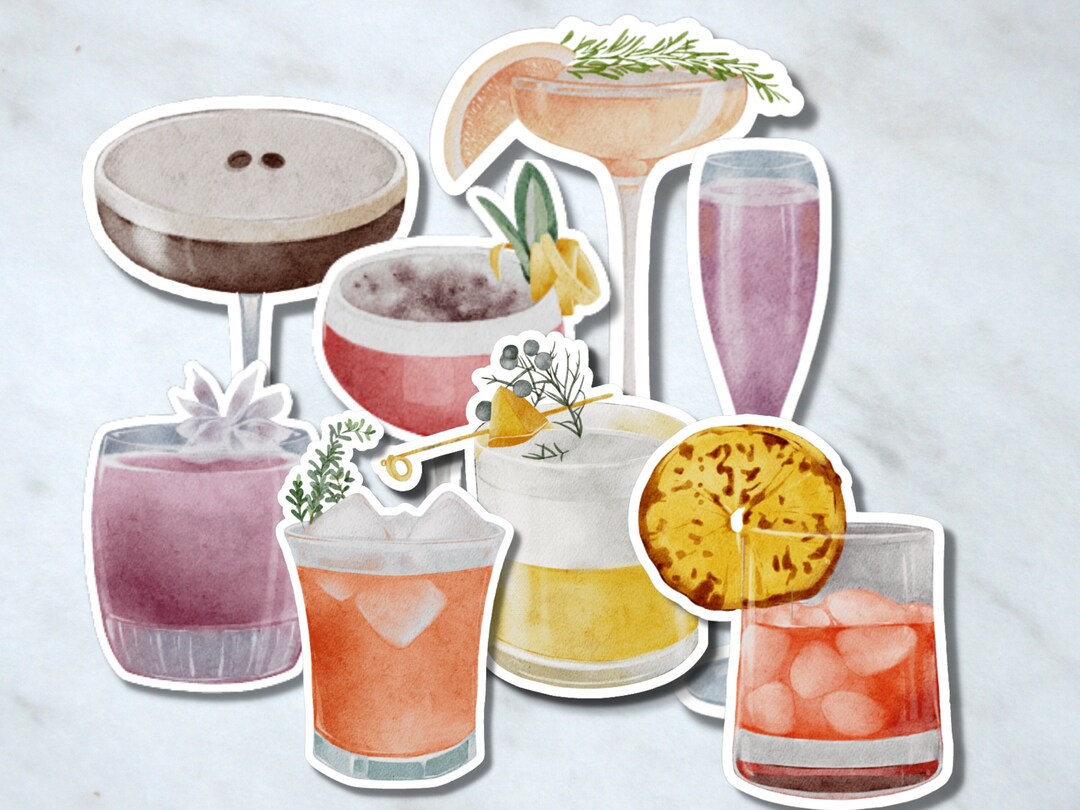 Cocktail Sticker, Bar Sign Sticker, Bar Menu, Mojito Sticker, Margarita ...