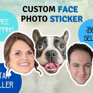 Aangepaste gezichtssticker, foto gezichtssticker, gepersonaliseerde gezichtssticker, aangepaste stickers, gezichtssticker, fotosticker, sticker feestgezicht
