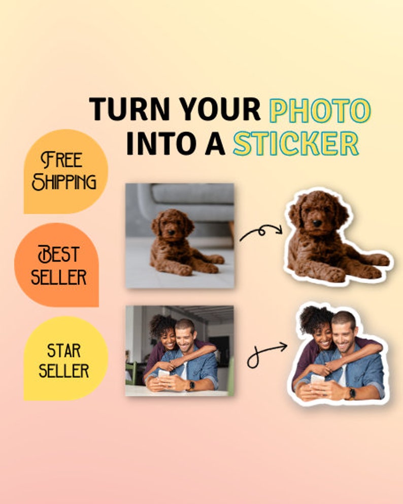 Custom Photo Sticker, Personalized Sticker, Custom Stickers, Water Bottle Sticker, Laptop Sticker, Car Decal, Your Own Photo, Waterproof image 1