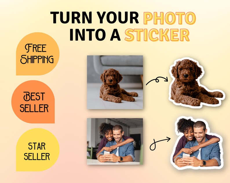 Custom Photo Sticker, Custom Pet Sticker, Personalized Sticker, Custom Stickers, Laptop Sticker, Car Decal, Photo Sticker, Gift for Her. 