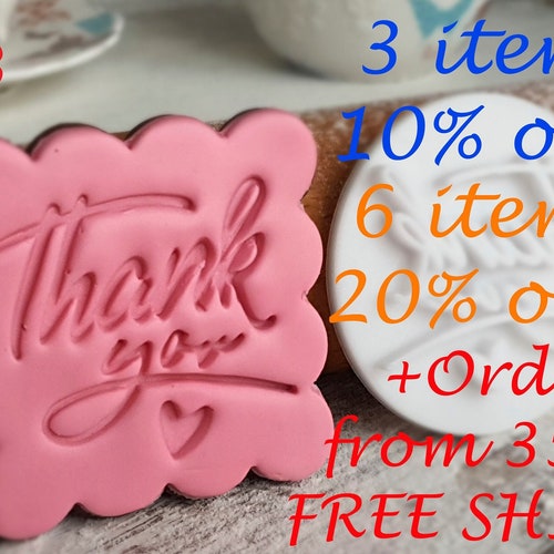 Thank You Embosser Cookie Stamp Etsy