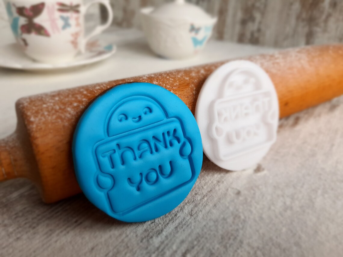 Thank You Fondant Stamp Embosser Thank You Cookie Stamp Etsy