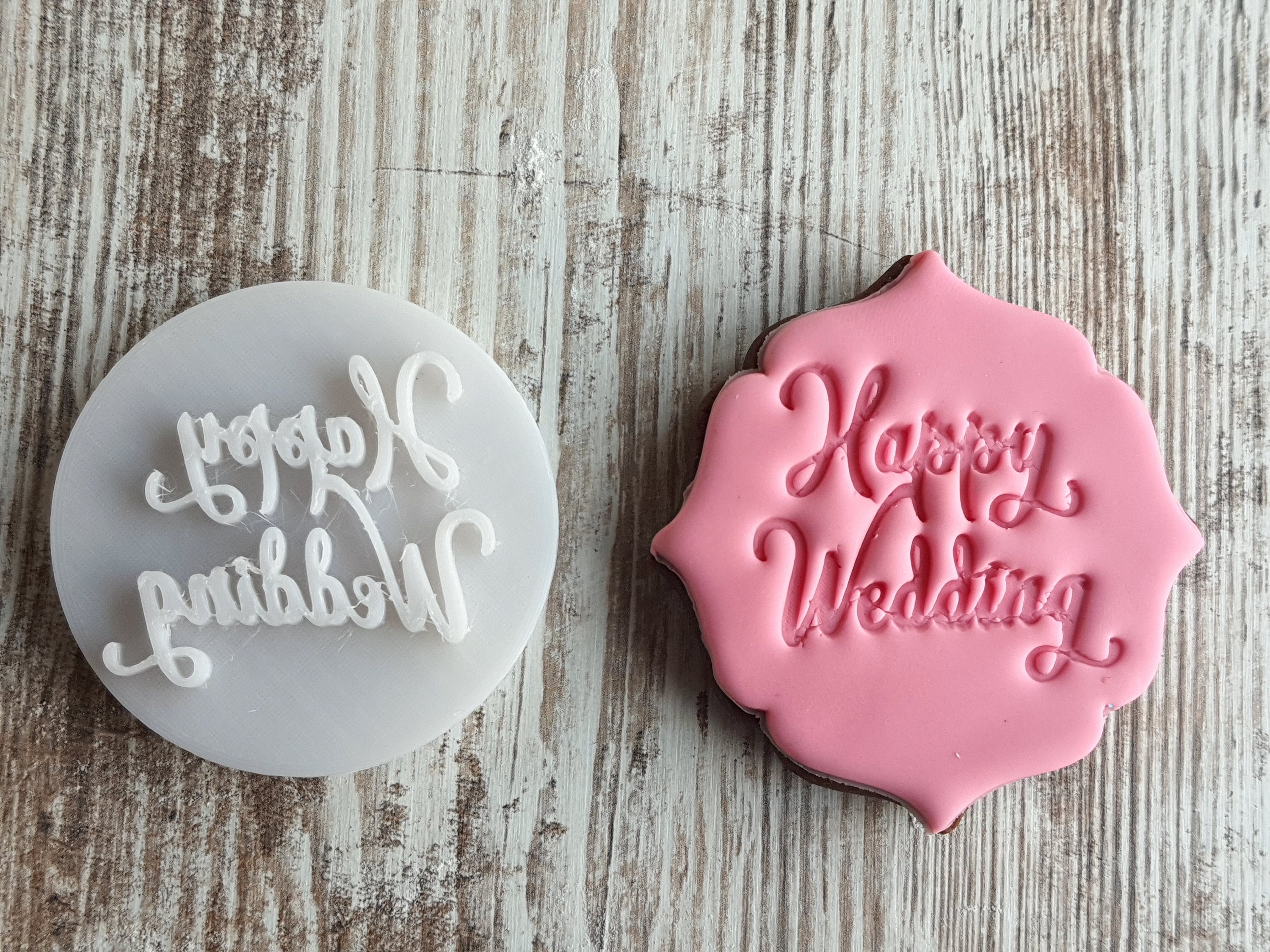 Happy Wedding Embosser Cupcake Stempel Happy Wedding Fondant Etsy