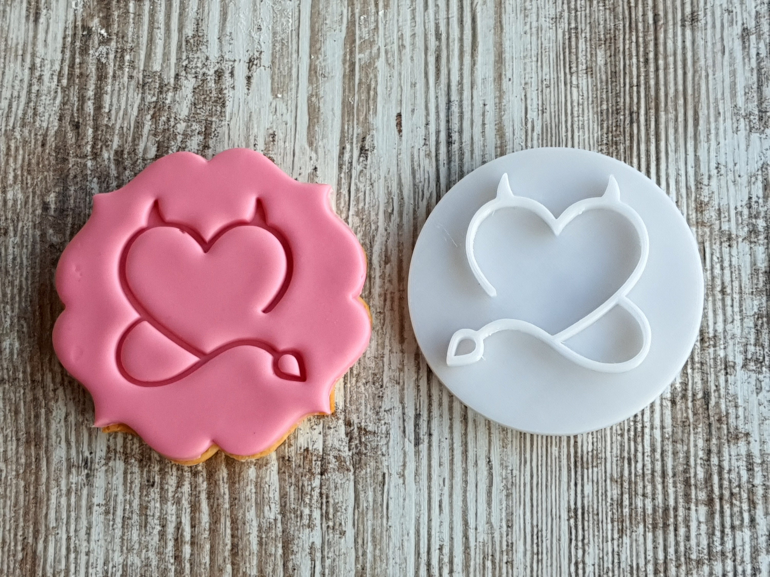 Heart Cookie Stamp Embosser Fondant Stamp Embosser Cupcake Etsy