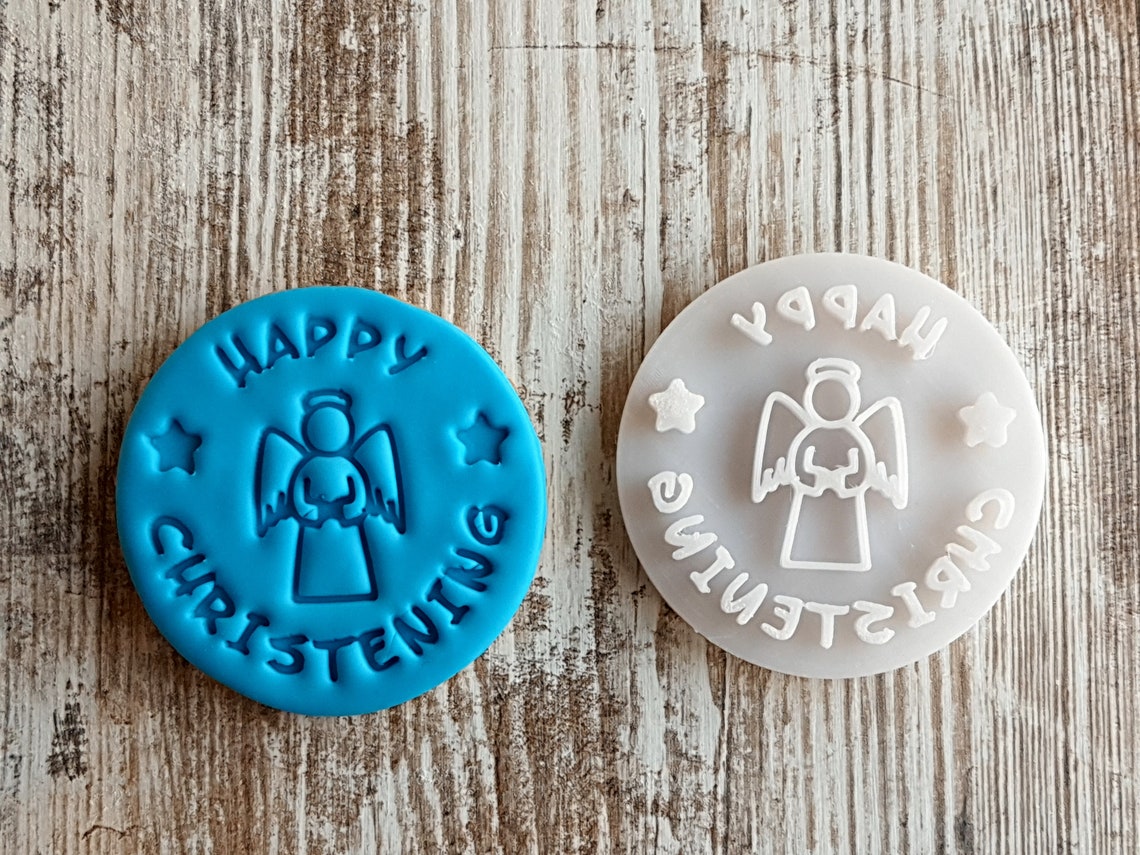 Happy Christening Cookie Stamp Embosser Fondant Cupcake Etsy