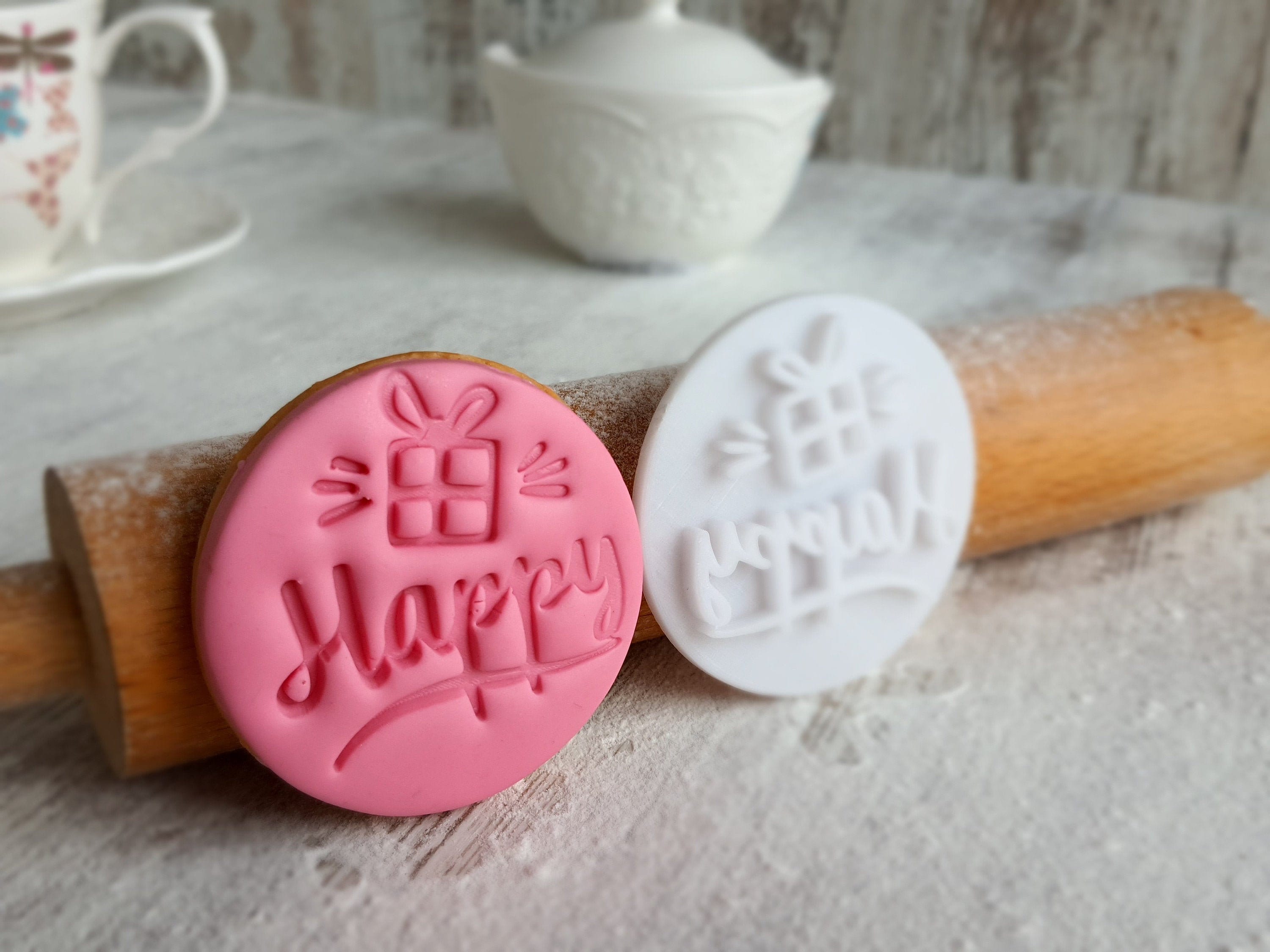 Happy Cookie Embosser Stamp Fondant Embosser Stamp Cupcake Etsy