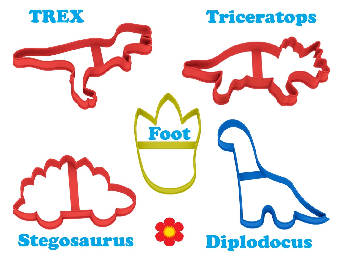 4 Dinosaurs Cookie Cutters Set Dinosaur Fondant Cutter Dinosaurs