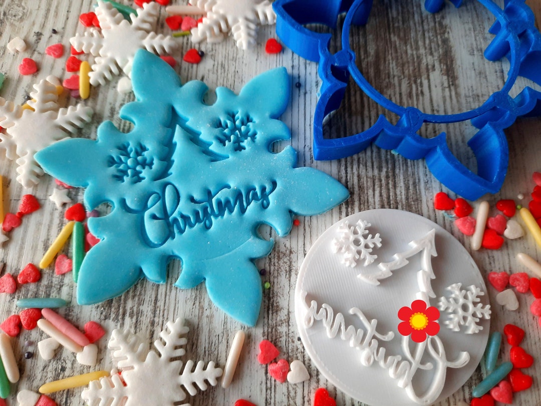 Snowflakes Cookie Cutter Christmas Embossing Stamp Cookie Etsy