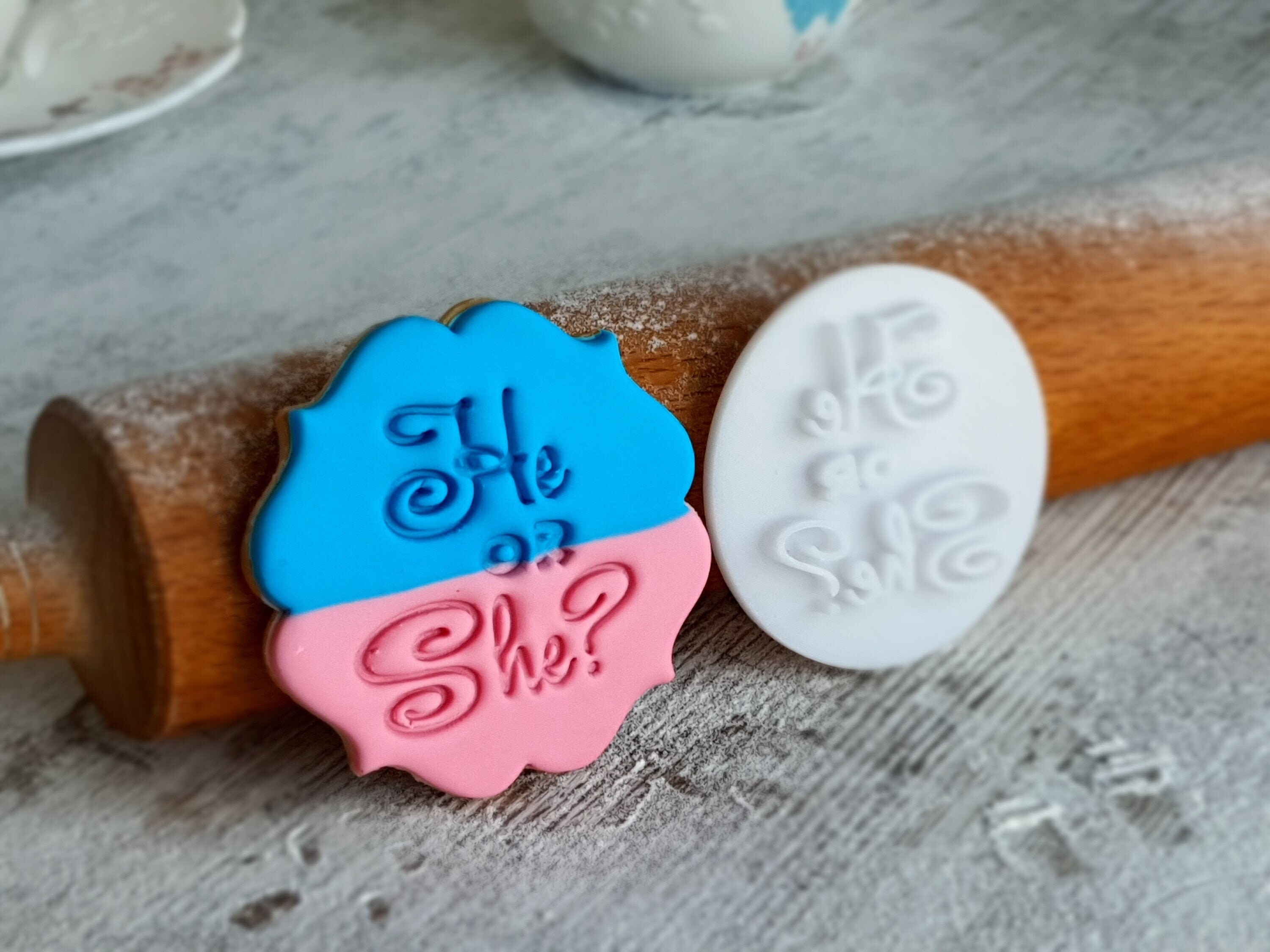He or She Cookie Stamp Embosser Fondant Stamp Embosser Etsy