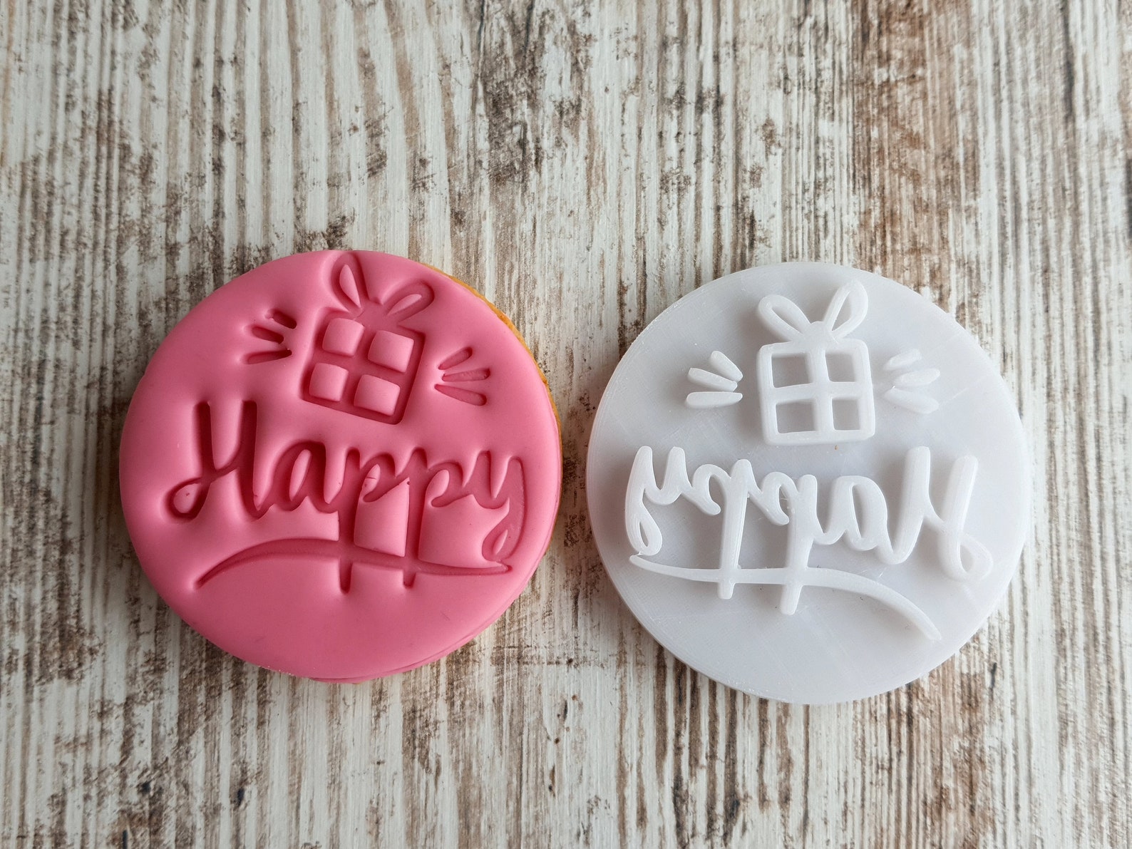 Happy Cookie Embosser Stamp Fondant Embosser Stamp Cupcake Etsy