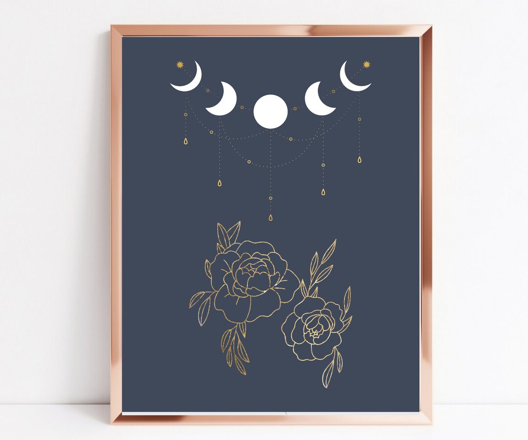 Moon Phase Roses Moon Phases Roses Printable Wall Art Witchy Art Witch - Etsy