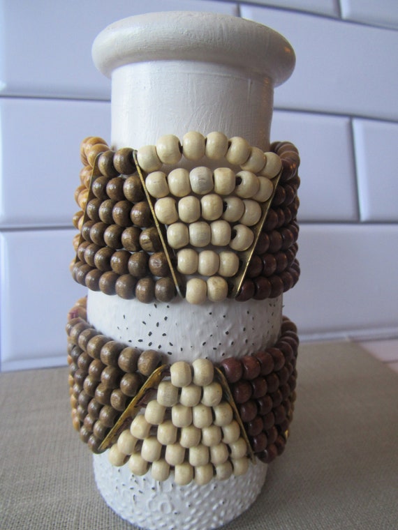 Wood Bead, 2 Piece, Boho Stretch Bracelets, Rustic