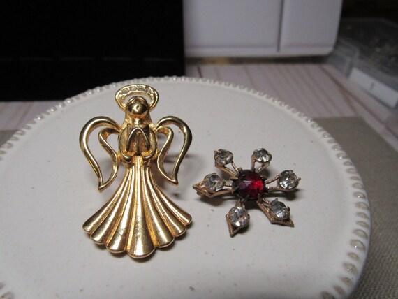 Angel pin, vintage pin, angel pins, snowflake pin… - image 1