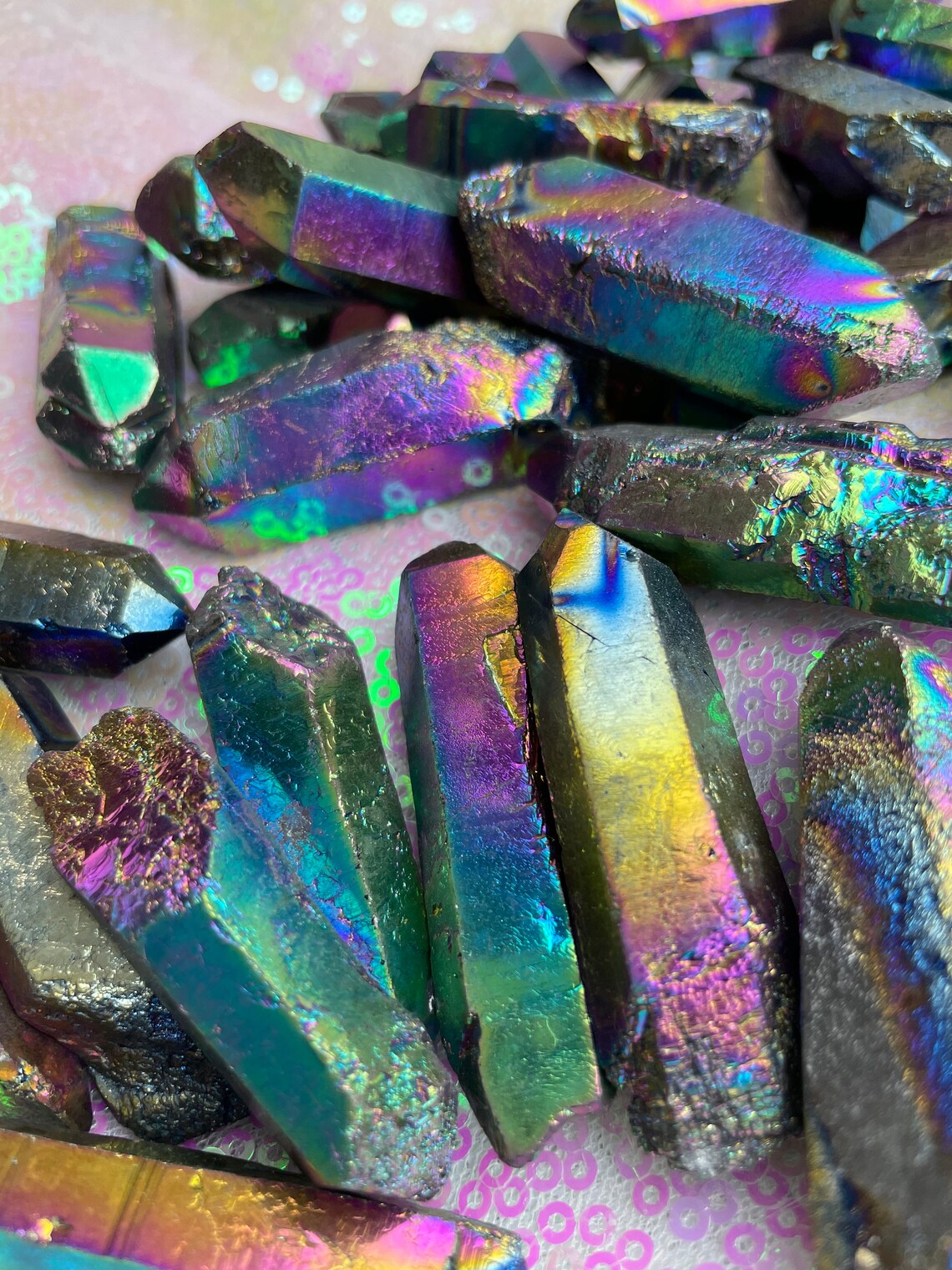 Celestial Aura Quartz Point Rainbow iridescent crystal boho Etsy