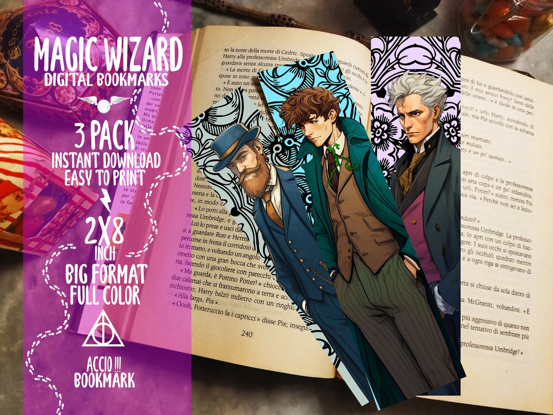 Printable Bookmarks Set | Set of 3 | Magic Wizard Bookmarks | Magic ...