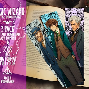 Printable Bookmarks Set | Set of 3 | Magic Wizard Bookmarks | Magic School Bookmarks | Digital Bookmarks Set | Instant Download