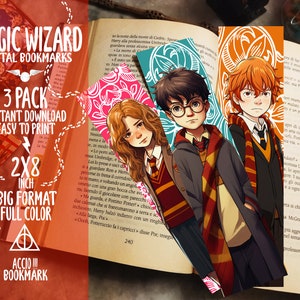 Printable Bookmarks Set | Set of 3 | Magic Wizard Bookmarks | Magic School Bookmarks | Digital Bookmarks Set | Instant Download