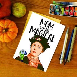 Afdrukbare Mary Poppins Moederdagkaart - Mary Poppins Card Print - PDF instant download - GROTE kaart 7 x 5 inch